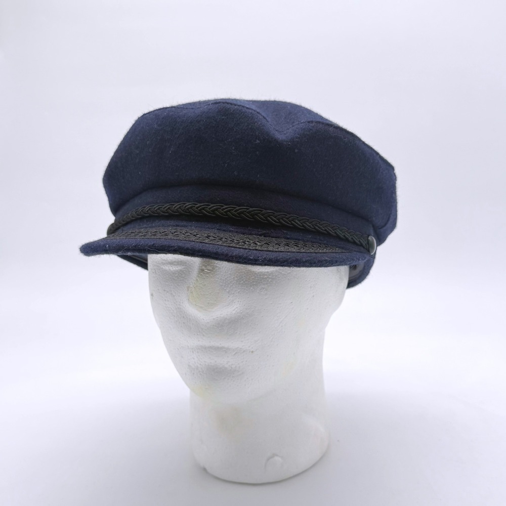 Vintage Totes Greek Fisherman Mariner Wool Cap Navy Made USA Large V8